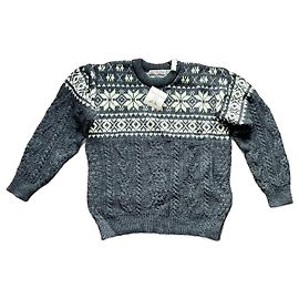 Autre Marque Jacquard-Pullover Keltisches Land Weiß Grau Anthrazitgrau