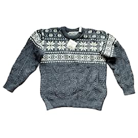 Autre Marque-Pull Jacquard Celtic Country-White,Grey,Dark grey
