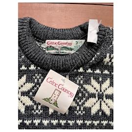 Autre Marque-Pull Jacquard Celtic Country-White,Grey,Dark grey