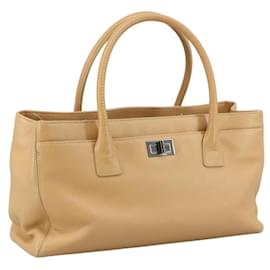 Chanel-CHANEL Sac à main en cuir caviar marron argent CC Auth PP123-Marron,Argenté