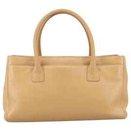 Chanel-CHANEL Sac à main en cuir caviar marron argent CC Auth PP123-Marron,Argenté