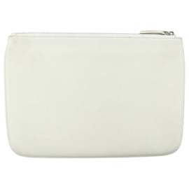 Balenciaga-BALENCIAGA Pouch Leather White Silver 551992 Auth bs21014-Silvery,White