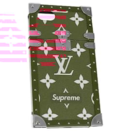 Louis Vuitton-LOUIS VUITTON Monogram Supreme Collaboration iPhone 7 Case Red LV Auth bs21168-Red