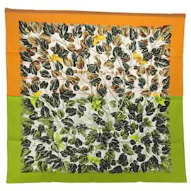 Hermès-HERMES Carre 90 Scarf ""L'ARBRE DE SOIE"" Silk Yellow Auth yk16536-Yellow