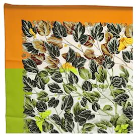 Hermès-HERMES Carre 90 Scarf ""L'ARBRE DE SOIE"" Silk Yellow Auth yk16536-Yellow