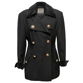 Black Moschino Cheap and Chic Wool Double-Breasted Coat Size US S/M Black