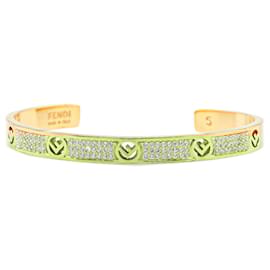 Fendi-Gold Fendi Gold Plated F is Fendi Cuff Bracelet-Golden