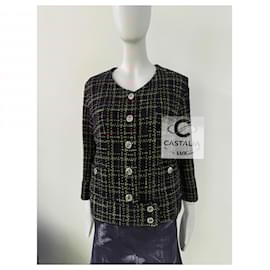 Chanel-New Logo Ribbon Black & Red Tweed Jacket 38 FR-Black
