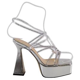 Mach & Mach Silver leather heels Silvery