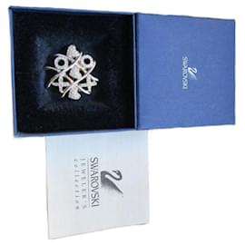 Swarovski-broche swarovski neuve avec boîte,signée-Argenté