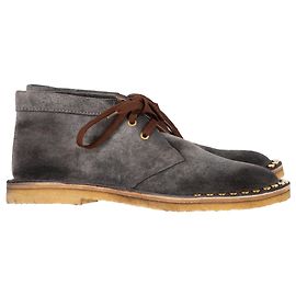 Bottes désert à lacets cloutées Prada en daim gris Gris