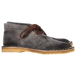 Prada- Prada Studded Lace-Up Desert Boots in Grey Suede-Grey