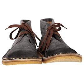 Prada- Prada Studded Lace-Up Desert Boots in Grey Suede-Grey