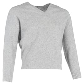Tom Ford-   Tom Ford Knitted V-Neck Sweater in Grey Cashmere-Grey