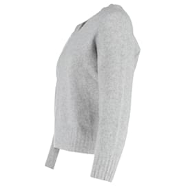 Tom Ford-   Tom Ford Knitted V-Neck Sweater in Grey Cashmere-Grey