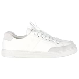 Prada-Prada Low-Top Sneakers in White Cotton-White,Cream