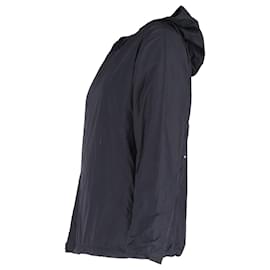 Autre Marque-Pangaia Logo Print Hooded Windbreaker Jacket in Black Nylon-Black