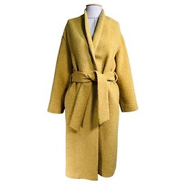 Autre Marque Spoon Yellow Wool Alpaca Blend Coat Yellow