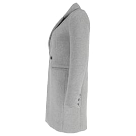 Reformation- Reformation Double-Breasted Coat with Pockets in Grey Wool-Grey