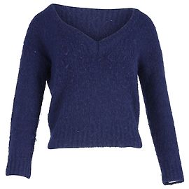 Reformation Strickpullover mit tiefem V-Ausschnitt aus blauer Wolle Blau