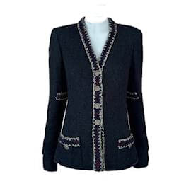 Chanel-Iconic Paris / Shanghai Black Tweed Jacket-Black