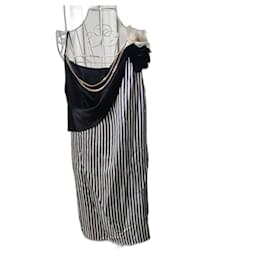 Lanvin-Striped Lanvin dress-Black,White