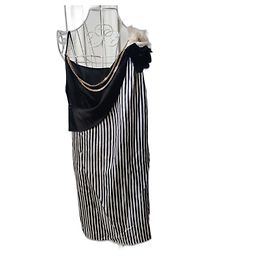 Vestido a rayas Lanvin Negro Blanco