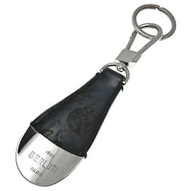 Berluti Leather Keyring in Navy Navy blue