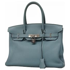 Hermès-Hermes Birkin 30 Handbag in Ciel Togo Leather-Light blue