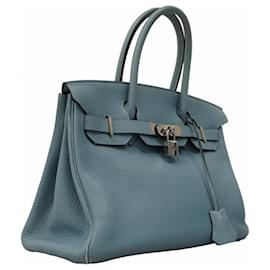 Hermès-Hermes Birkin 30 Handbag in Ciel Togo Leather-Light blue