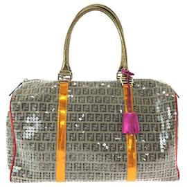 Fendi-Fendi Zucchino Sequin Canvas Overnight Bag-Beige