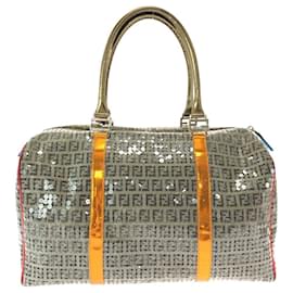 Fendi-Fendi Zucchino Sequin Canvas Overnight Bag-Beige