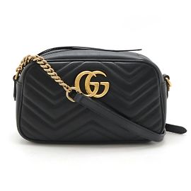 Borsa a spalla in pelle Gucci GG Marmont 447632 Nero