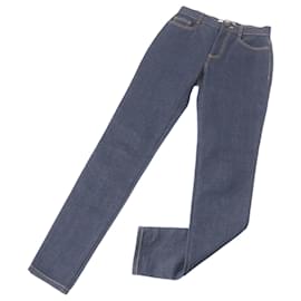 Fendi-Fendi Denim Pants Cotton Polyurethane Leather-Blue