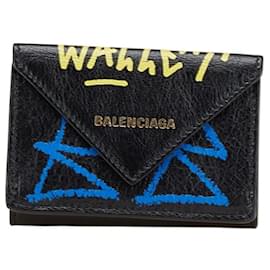Balenciaga-Balenciaga Graffiti Mini Wallet Leather Black-Black
