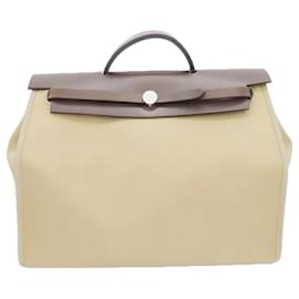 Hermès-Hermes Aile Bag Zip Canvas Leather Tote-Grey