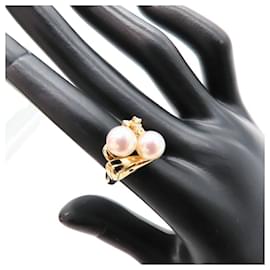 Autre Marque-K18 Akoya Pearl Diamond Ring Gold-Golden