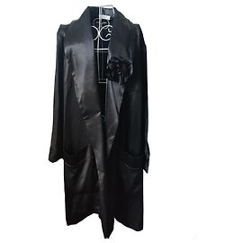 Giacca lunga Lanvin nera con fiore in tessuto Nero