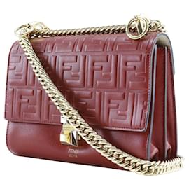 Fendi-Fendi Mini Kan I Shoulder Bag Red Leather-Red