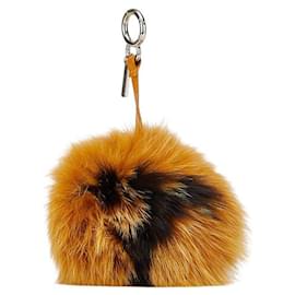 Fendi-Fendi Brown Fur Pom Pom Keychain Charm-Brown
