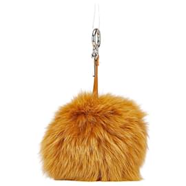 Fendi-Fendi Brown Fur Pom Pom Keychain Charm-Brown