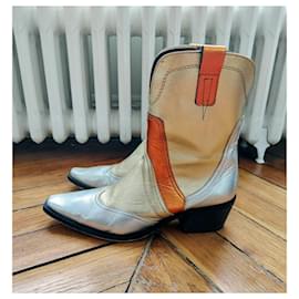 Autre Marque-Multicolored leather cowboy boots-Multiple colors