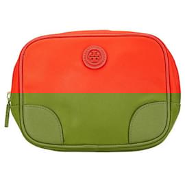 Tory Burch-Tory Burch Nylon Leather Pouch-Orange