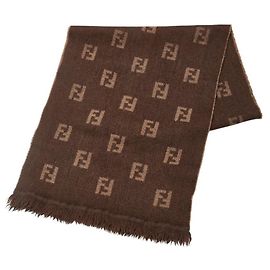 Fendi Zucca Wool Scarf Brown Beige Other