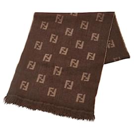 Fendi-Fendi Zucca Wool Scarf Brown Beige-Other
