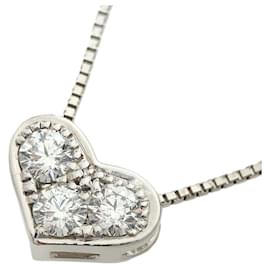 Autre Marque-Heart Motif Diamond Necklace K18WG-Silvery