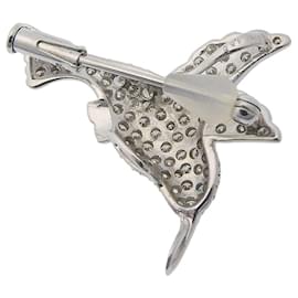 Autre Marque-K18WG K14WG Diamond Bird Motif Pendant Brooch-White