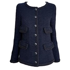 Chanel-Keira Knightley Style  Timeless Tweed Jacket 34 FR-Navy blue