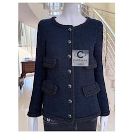 Chanel-Keira Knightley Style  Timeless Tweed Jacket 34 FR-Navy blue