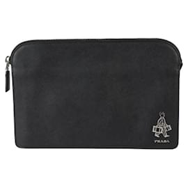 Prada-Prada Saffiano Leather Clutch Pouch-Black